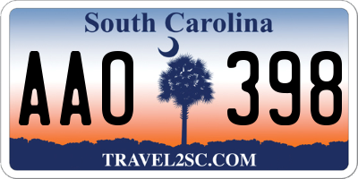 SC license plate AAO398