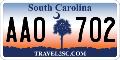 SC license plate AAO702