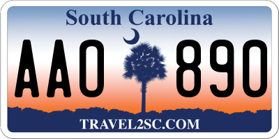 SC license plate AAO890