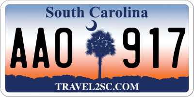 SC license plate AAO917