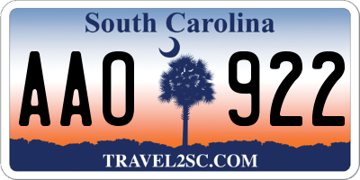 SC license plate AAO922