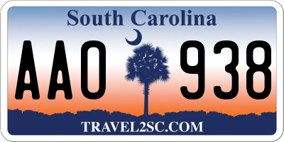 SC license plate AAO938