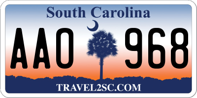 SC license plate AAO968