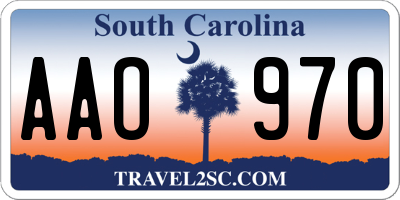 SC license plate AAO970