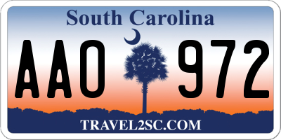 SC license plate AAO972