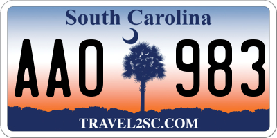 SC license plate AAO983