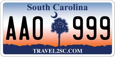 SC license plate AAO999