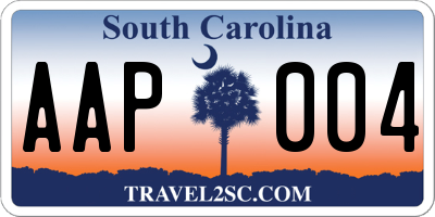 SC license plate AAP004