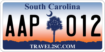 SC license plate AAP012