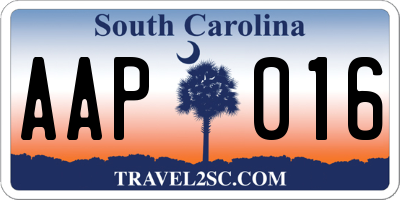 SC license plate AAP016