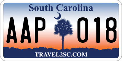 SC license plate AAP018