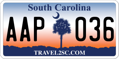 SC license plate AAP036