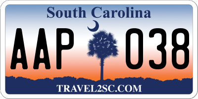 SC license plate AAP038