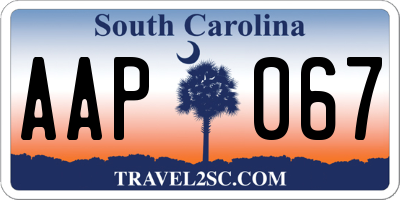 SC license plate AAP067