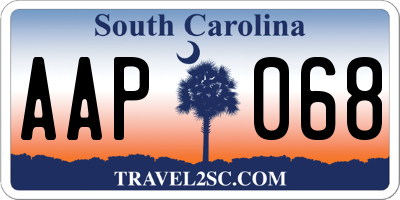 SC license plate AAP068