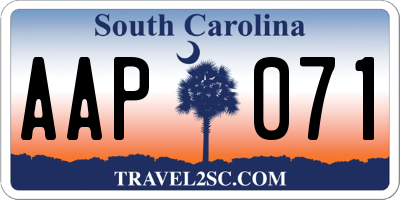 SC license plate AAP071