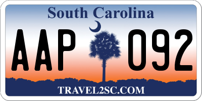 SC license plate AAP092