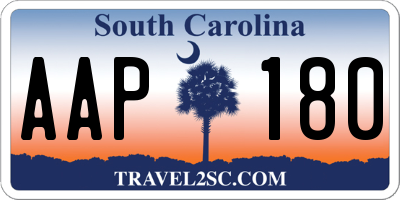 SC license plate AAP180