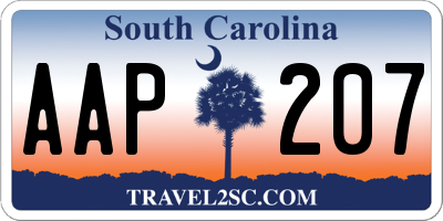 SC license plate AAP207