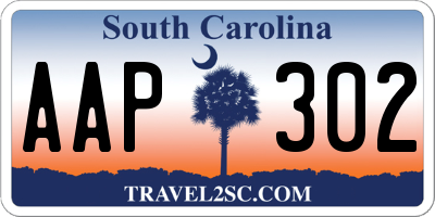 SC license plate AAP302