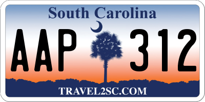 SC license plate AAP312