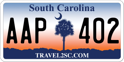 SC license plate AAP402
