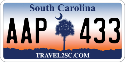 SC license plate AAP433