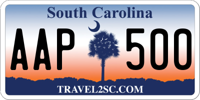 SC license plate AAP500