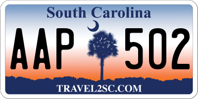 SC license plate AAP502
