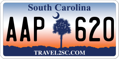 SC license plate AAP620