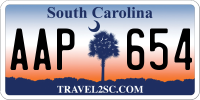 SC license plate AAP654