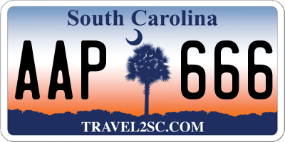 SC license plate AAP666