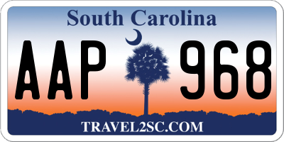 SC license plate AAP968