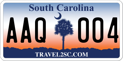 SC license plate AAQ004