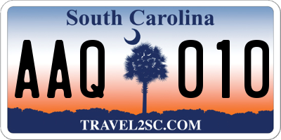 SC license plate AAQ010