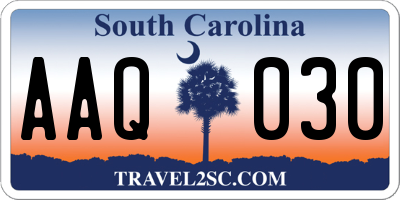 SC license plate AAQ030