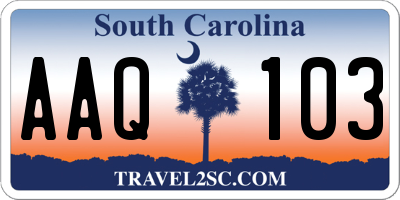 SC license plate AAQ103