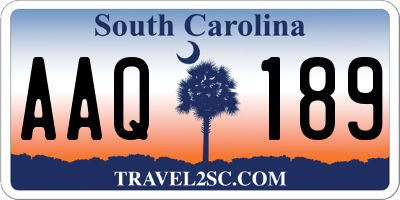 SC license plate AAQ189