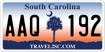 SC license plate AAQ192