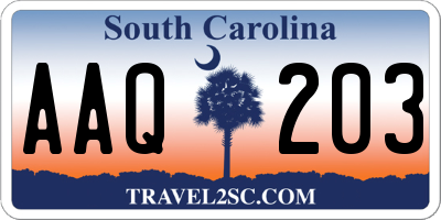 SC license plate AAQ203