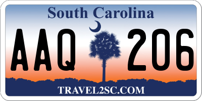 SC license plate AAQ206