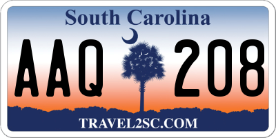 SC license plate AAQ208