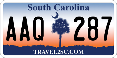 SC license plate AAQ287