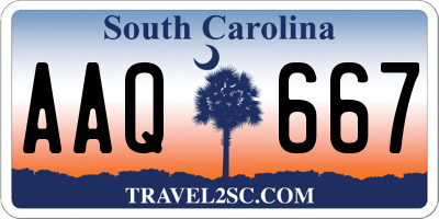 SC license plate AAQ667