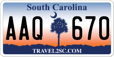 SC license plate AAQ670