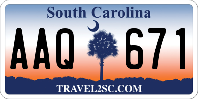 SC license plate AAQ671