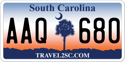 SC license plate AAQ680