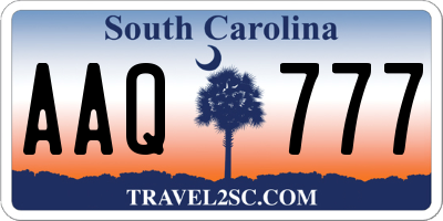 SC license plate AAQ777