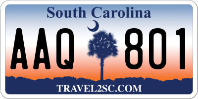 SC license plate AAQ801