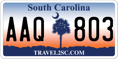 SC license plate AAQ803